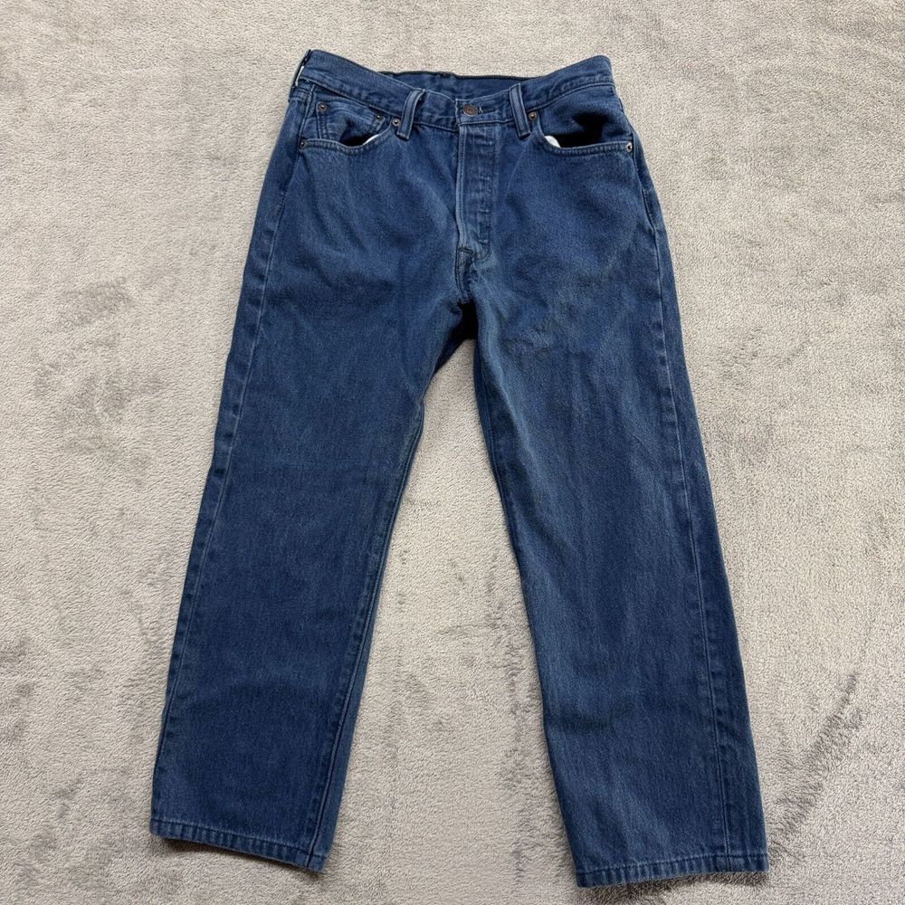 Levi's 501 Jeans Mens Measured 28x25 Blue Denim Button Fly READ DESC